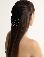 Black Pearl Bow Clip