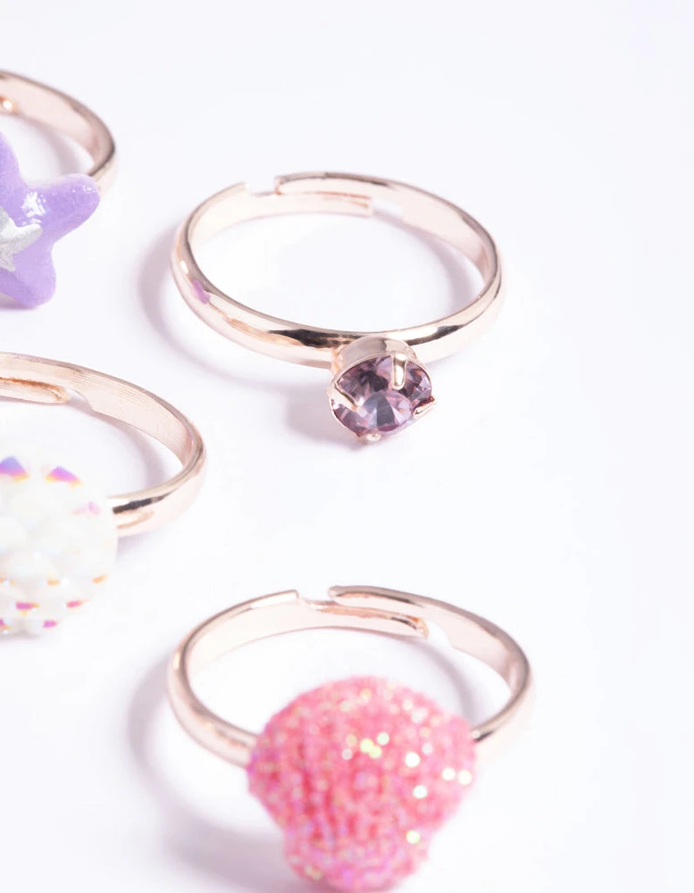 Kids Rose Gold Seaside Ring 6-Pack