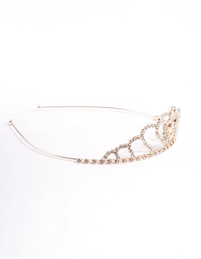 Kids Rose Gold Heart Tiara Headband
