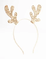 Kids Fabric Glitter Mini Antler Headband