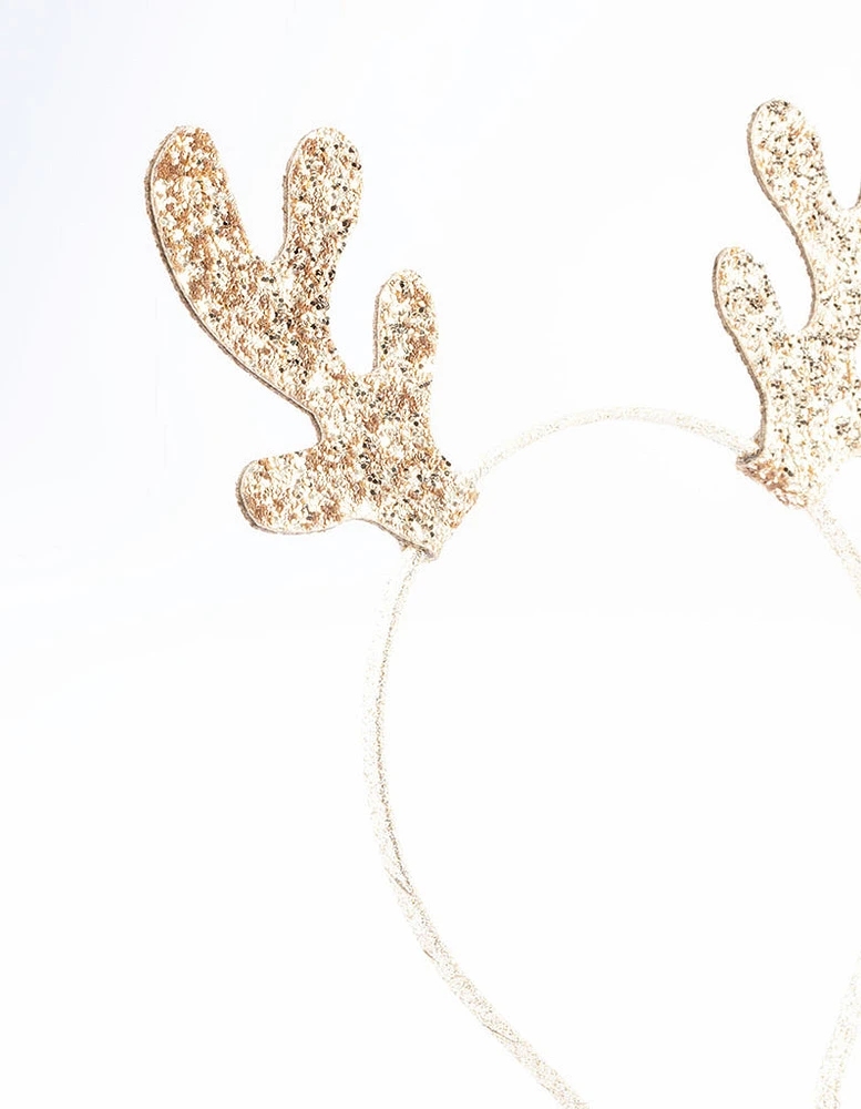 Kids Fabric Glitter Mini Antler Headband