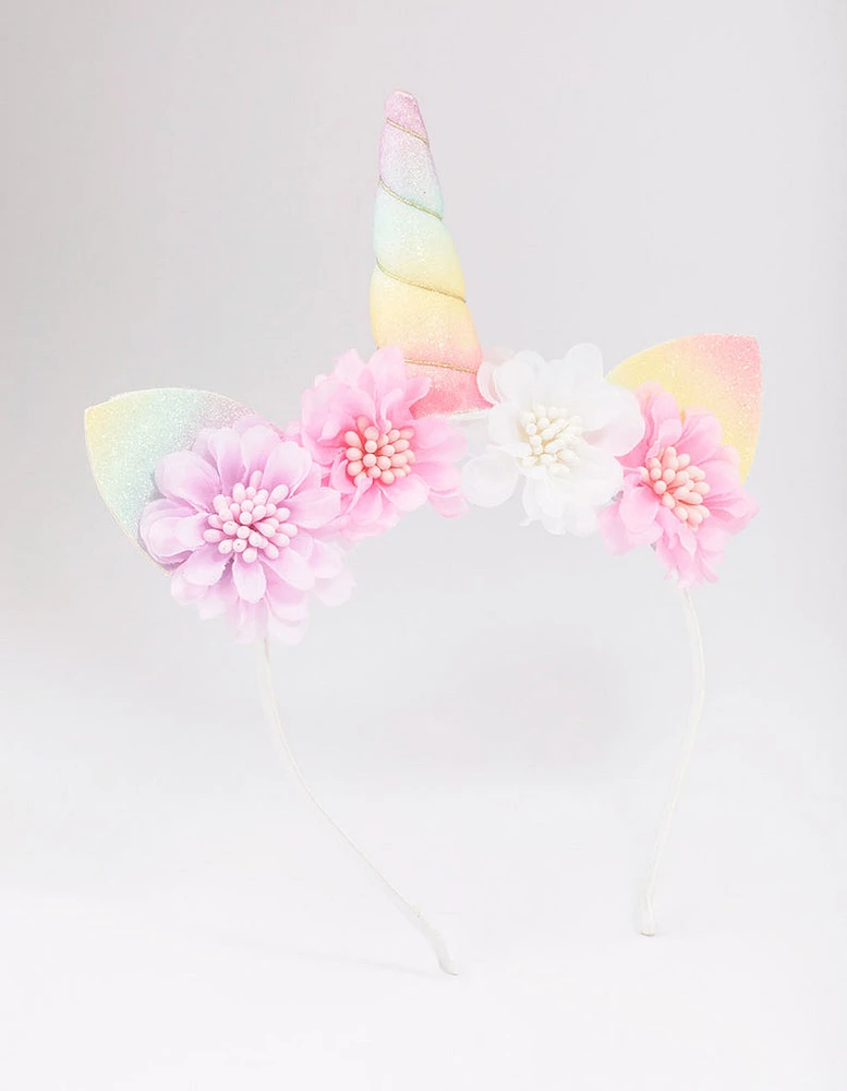 Kids Rainbow Unicorn & Flower Headband