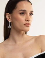 Silver Flower Stud Teardrop Earrings