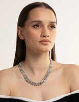 Rhodium Diamante Miami Chain Necklace