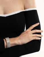 Silver Spiky 4 Row Diamante Wrist Cuff