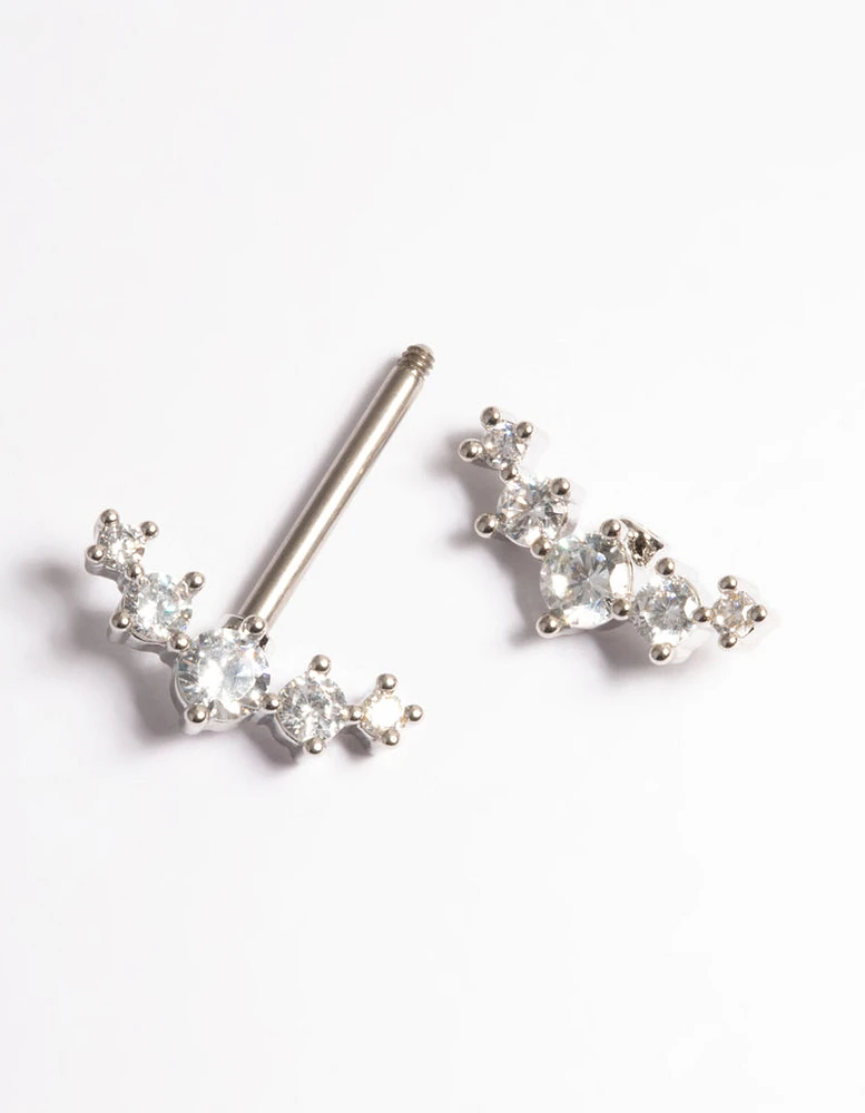 Titanium Diamante Crystal Nipple Bar