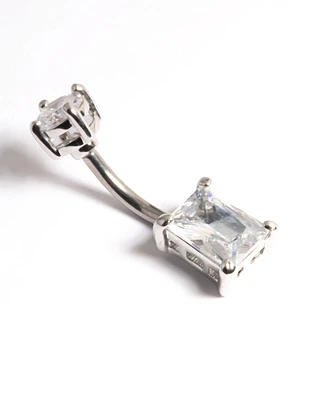 Titanium Cubic Zirconia Rectangle Belly Ring