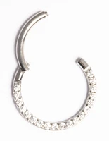 Titanium Cubic Zirconia 10mm Clicker Ring