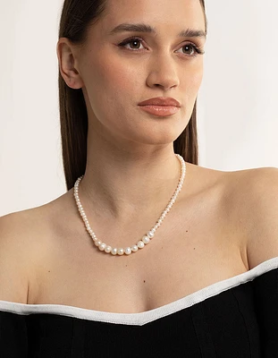 Gold Plated Gradual Freshwater Pearl Necklace