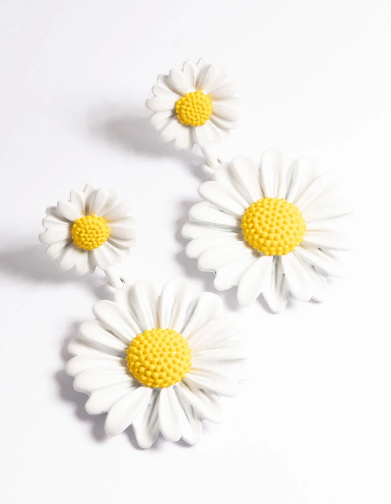 Gold Double Daisy Earrings