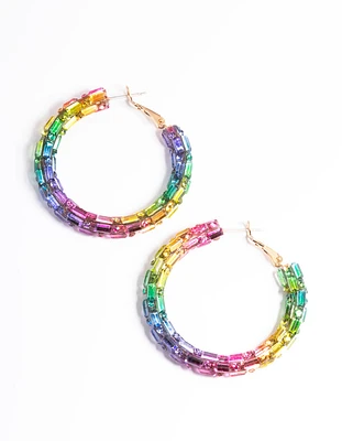 Gold Diamante Mix Hoop Earrings