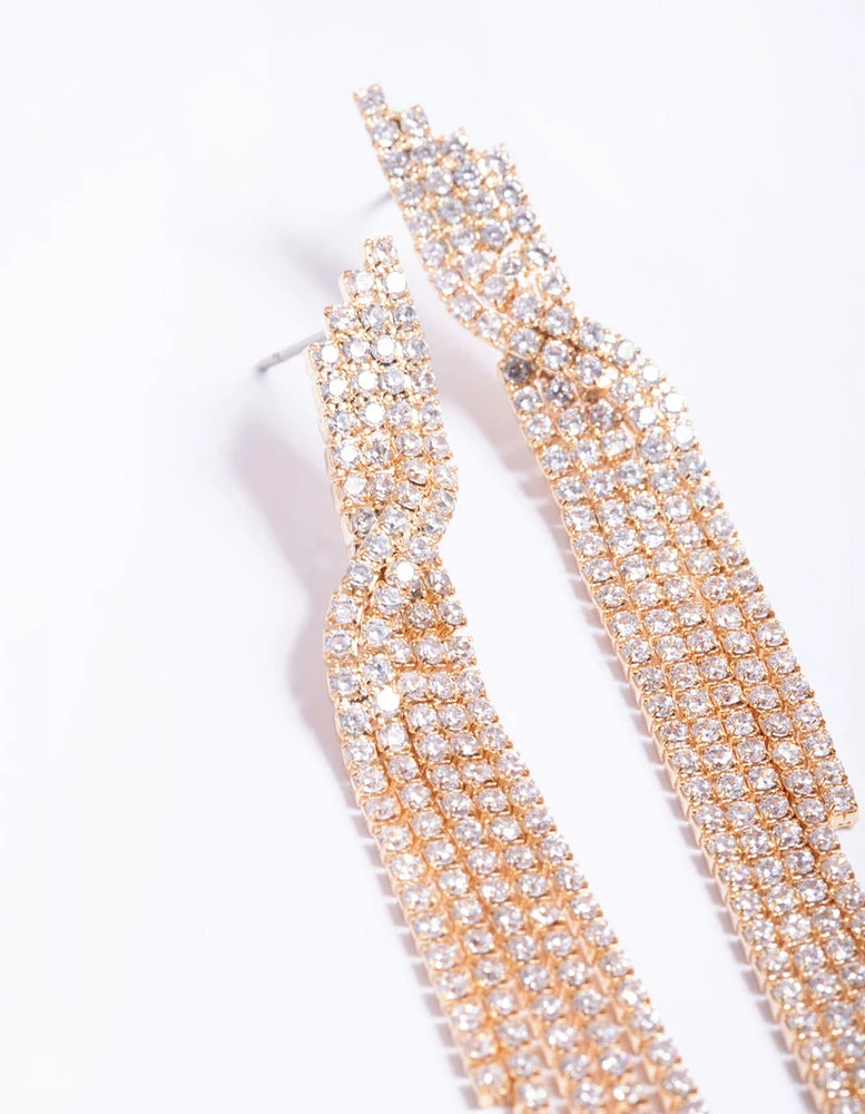 Cubic Zirconia Strand Twist Drop Earrings