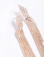 Cubic Zirconia Strand Twist Drop Earrings