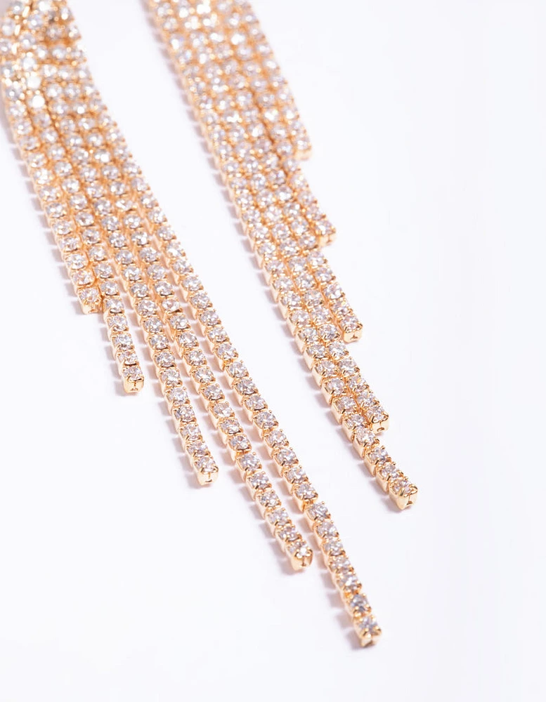 Cubic Zirconia Strand Twist Drop Earrings