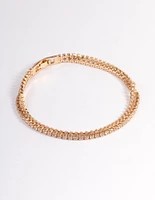 Gold Cubic Zirconia Mini Cupchain Double Row Tennis Bracelet