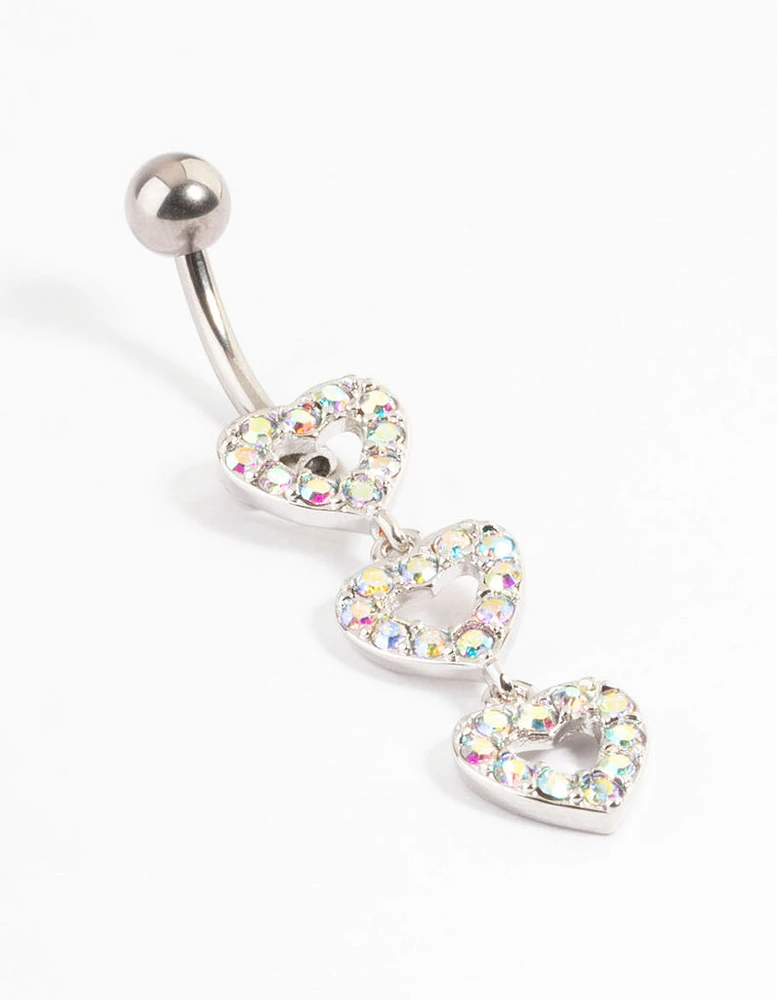 Surgical Steel Double Heart Belly Ring