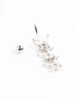 Surgical Steel Cubic Zirconia 3 Butterfly Belly Bar