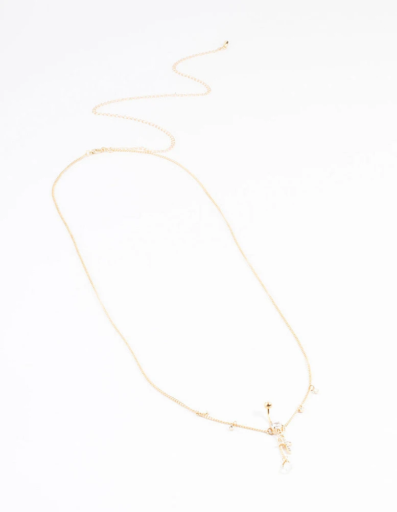 Gold Plated Surgical Steel Cross Belly Chain