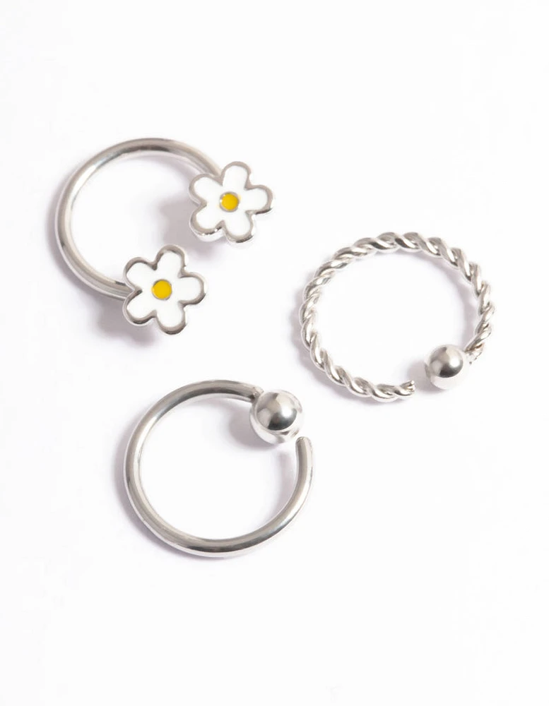 Surgical Steel Daisy Earrings Pack