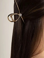 Gold Single Pearl Dainty Claw Clip