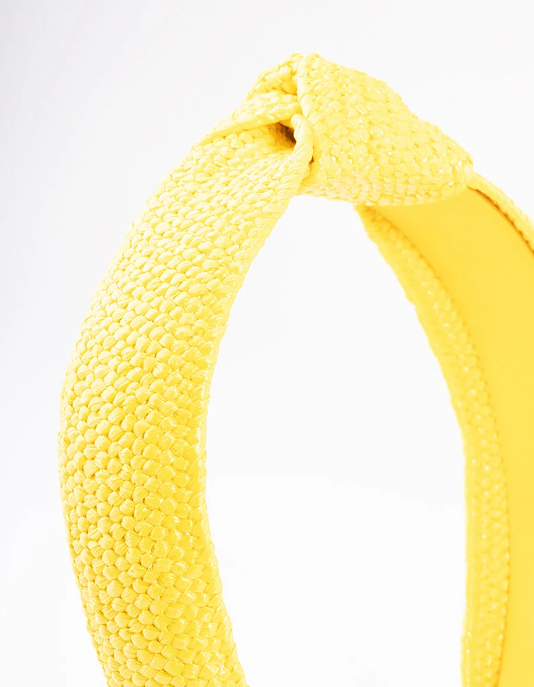 Yellow Fabric Woven Knot Headband