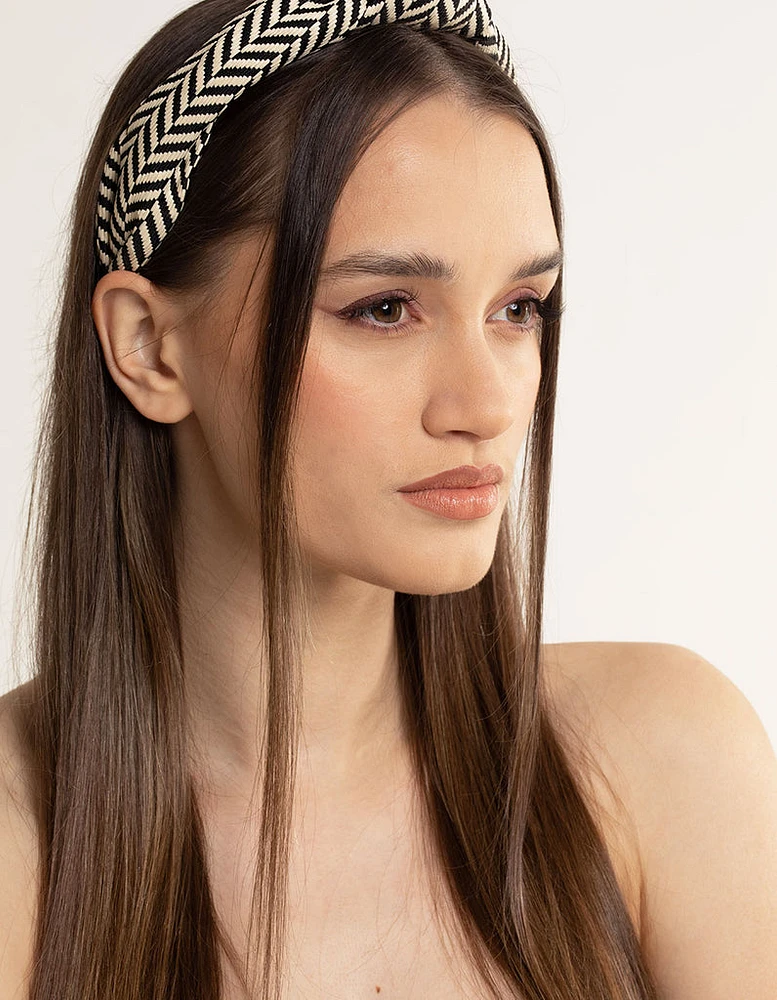 Black & White Fabric Woven Print Fabric Headband