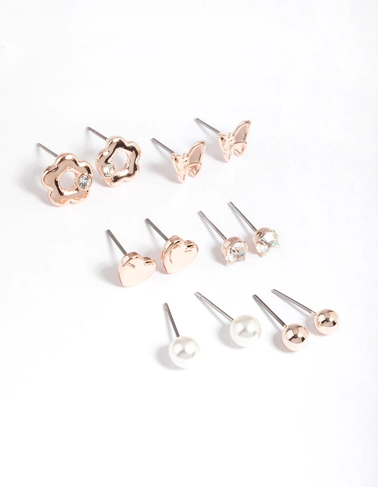 Kids Diamante Daisy Stud Earrings 6-Pack