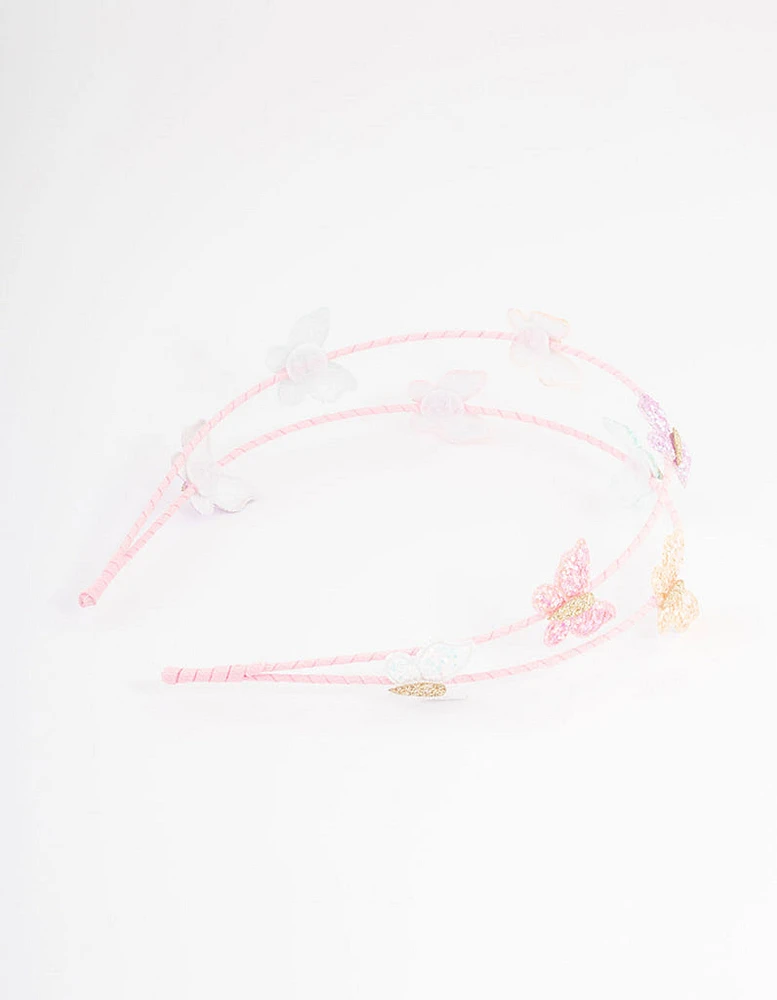 Kids Glitter Butterfly Headband 2-Row