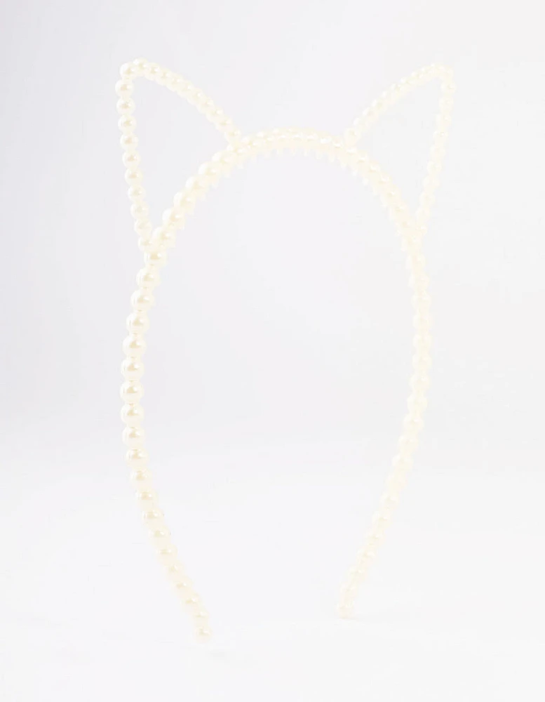 Kids Plastic Cat Ear Pearl Headband