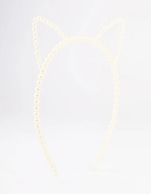 Kids Plastic Cat Ear Pearl Headband