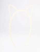 Kids Plastic Cat Ear Pearl Headband