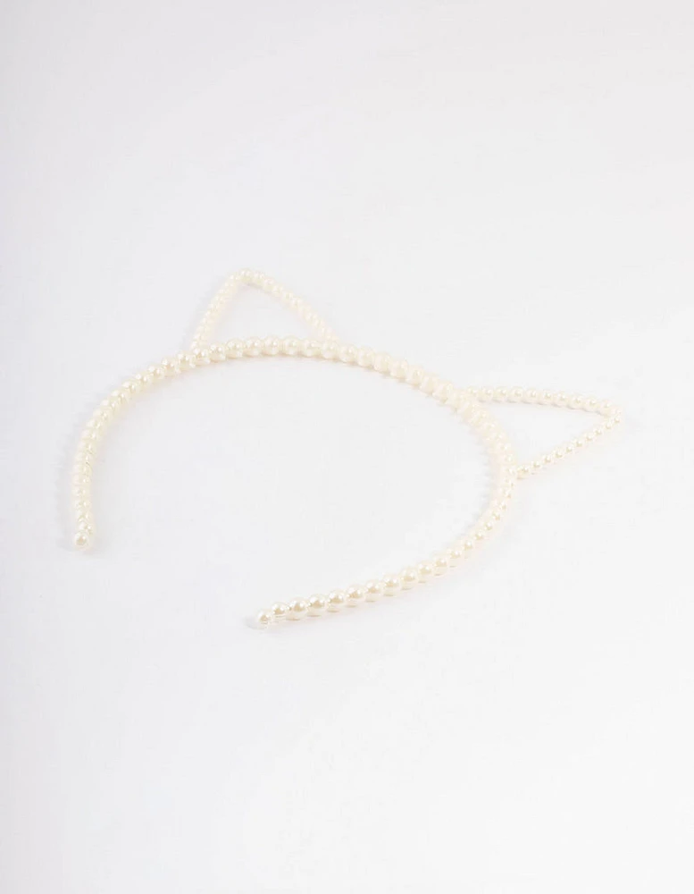 Kids Plastic Cat Ear Pearl Headband