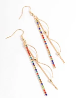 Gold Spiral Cupchain Drop Earrings