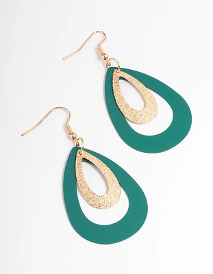 Gold Multi Texture Pear Drop Earrings