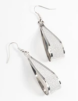 Silver Glitter Paper Fold Drop Earrings