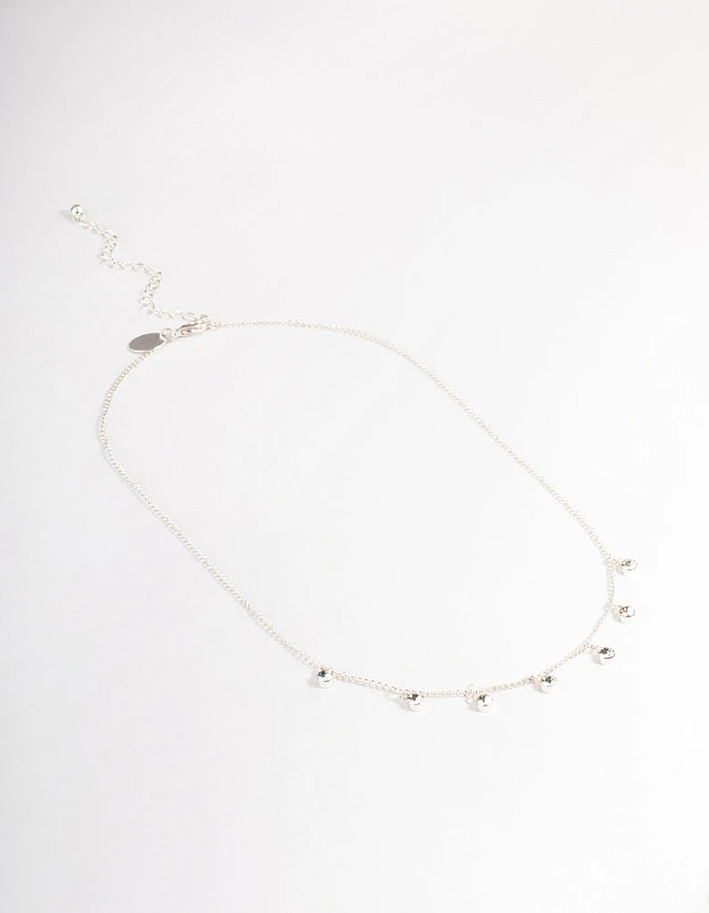 Silver Diamante Stone Droplet Necklace