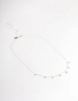 Silver Diamante Stone Droplet Necklace