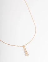 Gold Graduated Diamante Pendant Necklace