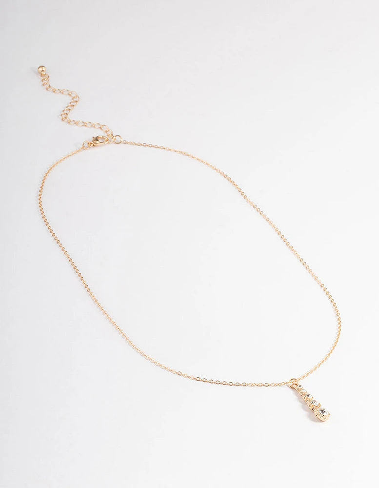 Gold Graduated Diamante Pendant Necklace