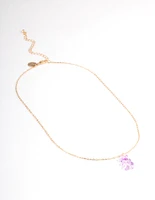 Gold Purple Plastic Candy Bear Necklace