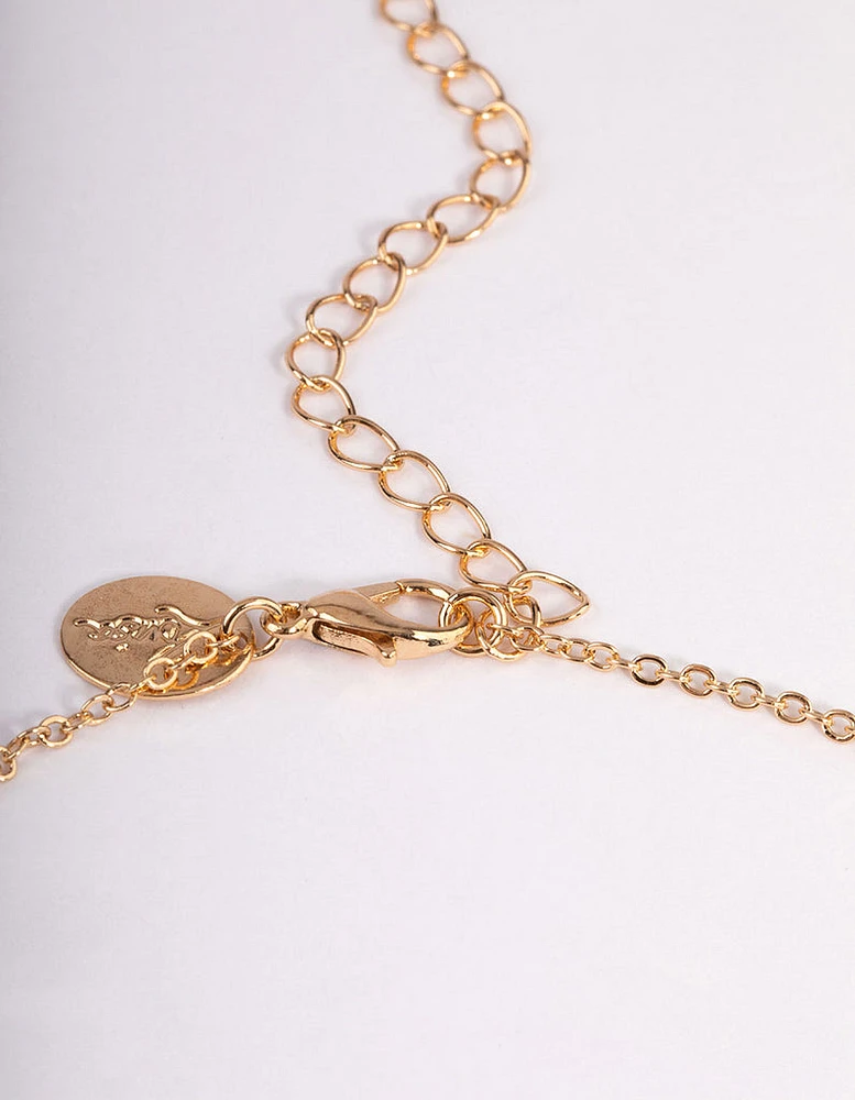 Gold Pearl Heart Necklace