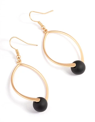 Black Long Twist Ball Drop Earrings