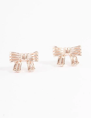 Rose Gold Bow Stud Earrings