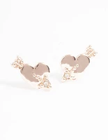 Rose Gold Heart Arrow Stud Earrings