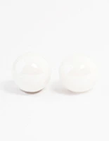 White Shiny Ball Stud Earrings