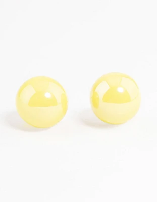 Yellow Shiny Ball Stud Earrings