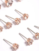 Rose Gold Classic Diamante Studs 8-Pack