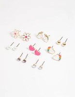 Gold Cute Unicorn Earrings 8-Pack