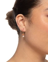 Brown Mini Mushroom Huggie Earrings