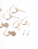 Gold Diamante Cross Mixed Stud & Earring Pack